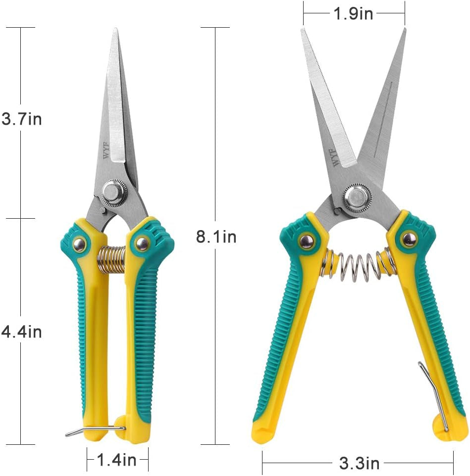 8.1″Gardening Hand Pruner Pruning Shear with Straight Stainless Steel Blades, Ultra Sharp Garden Scissors for Flowers, Harvesting Fruits & Vegetables,Trimming Plants (Green)