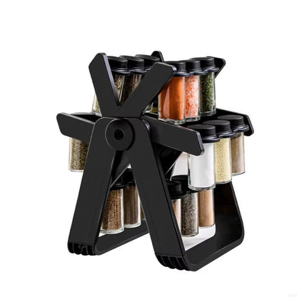 F68D Rack for Countertop Rotating Rack with 18Pcs Jars Spinning