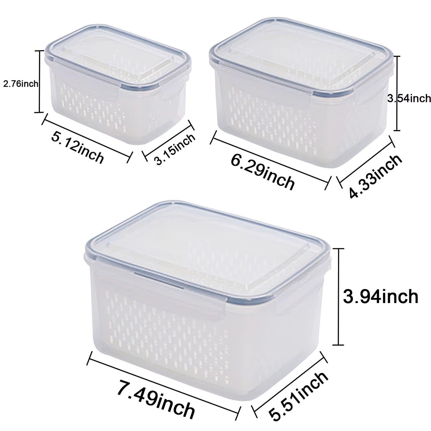 3-Pack Fridge Storage Containers – Keep Your Produce Crisp, Clean, and Organized