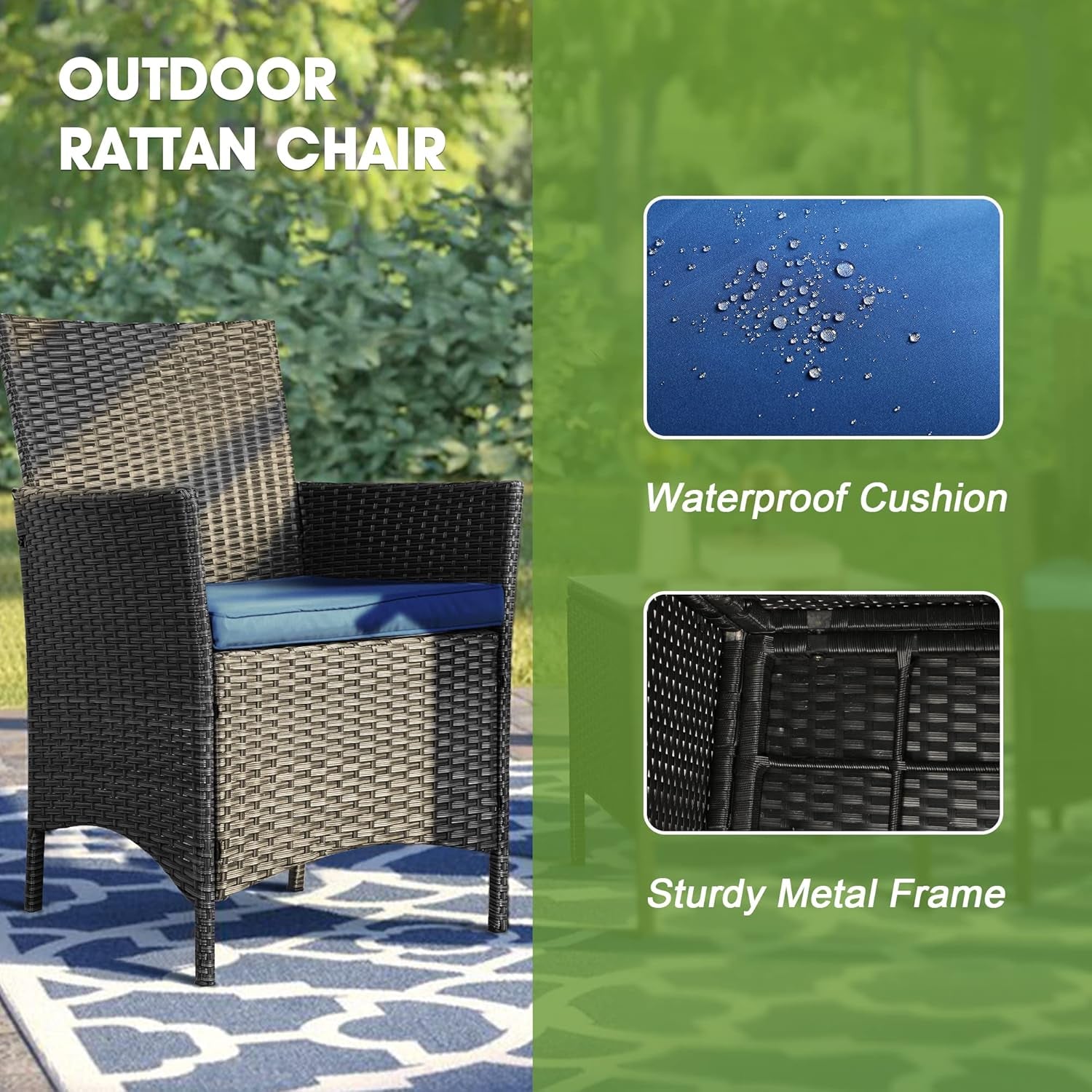 3 Pieces Patio Furniture Sets,Wicker Patio Set,Pe Rattan Patio Furniture,Patio Bistro Sets,Porch Furniture,Outdoor Conversation Sets,Wicker Patio Chairs,Balcony Furniture Set